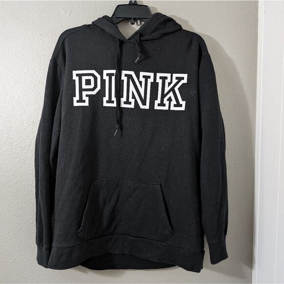 Victoria Secret PINK Black Hoodie with White Lettering - Picture 1 of 4